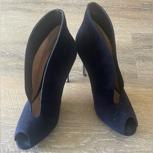 Gianvito Rossi Midnight Blue Peep-Toe Heels